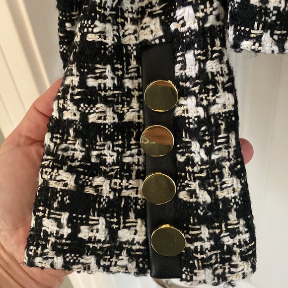 Alice and Olivia Donita tweed and vegan leather jacket - Picture 10 of 13